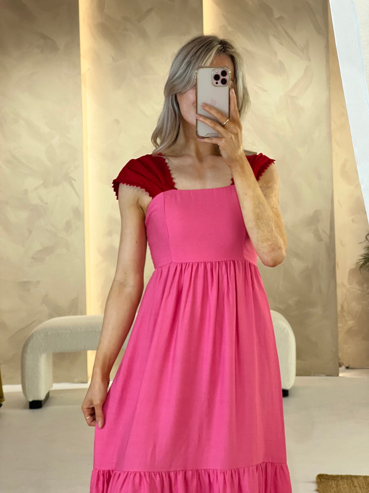 Pink and red midi dress outlet