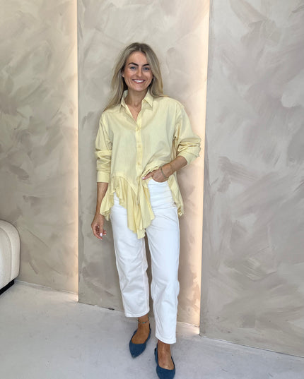 Button Up Frill Shirt - Lemon