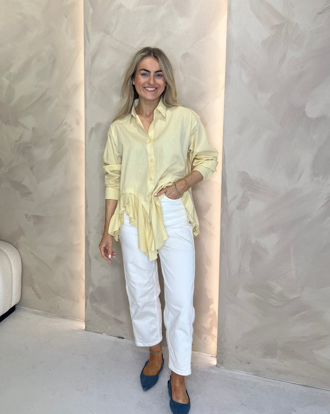 Button Up Frill Shirt - Lemon