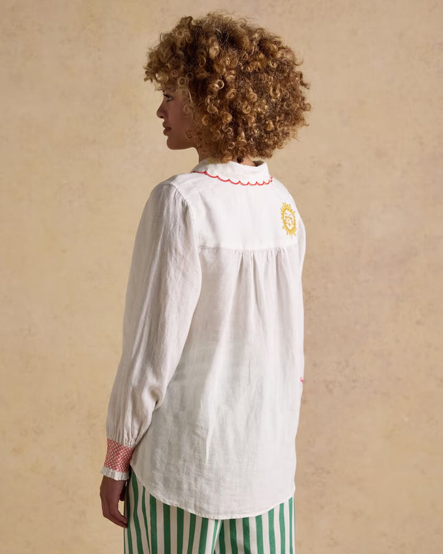 Orla Embroidered Icons Linen Shirt - White