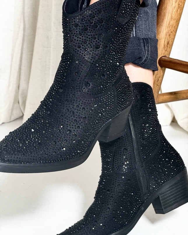 Diamanté Ankle Boot - Black
