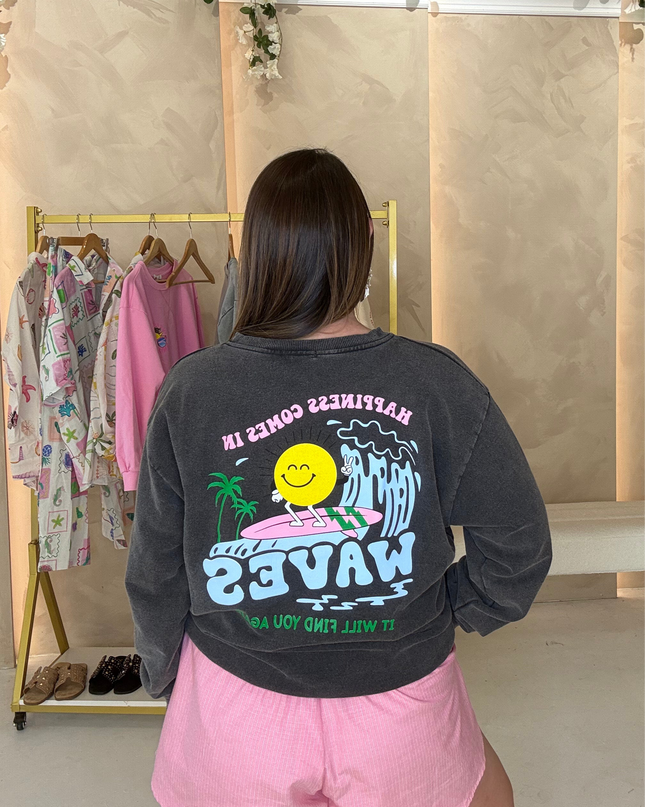 Wave Graphic Sweatshirt - Grey