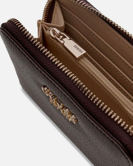 Guess Melody Medium Zip Around Purse - Brown