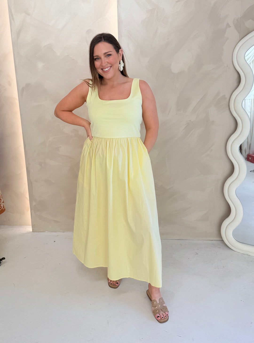 Orla Midi Dress - Lemon