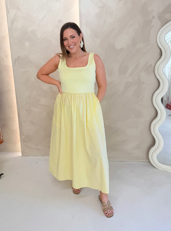 Orla Midi Dress - Lemon
