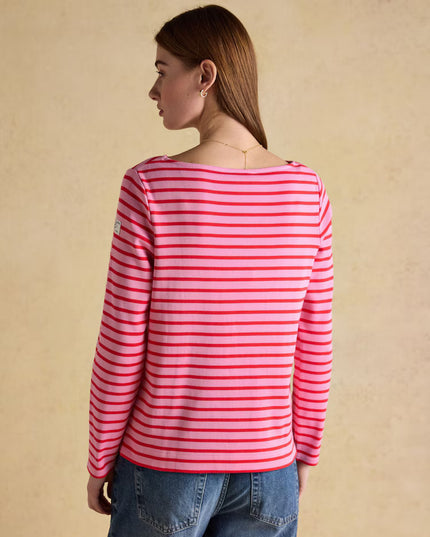 Harbour Boat Neck Breton Stripe Top - Pink/Red