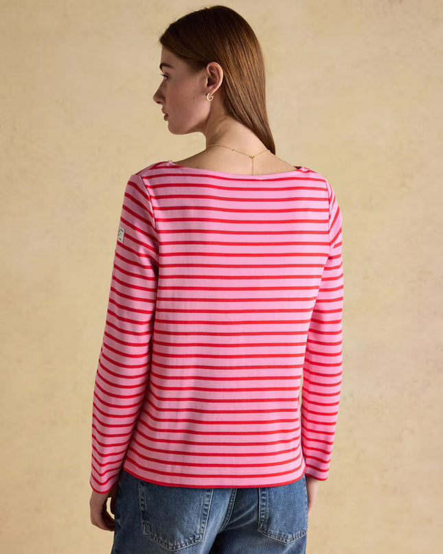 Harbour Boat Neck Breton Stripe Top - Pink/Red