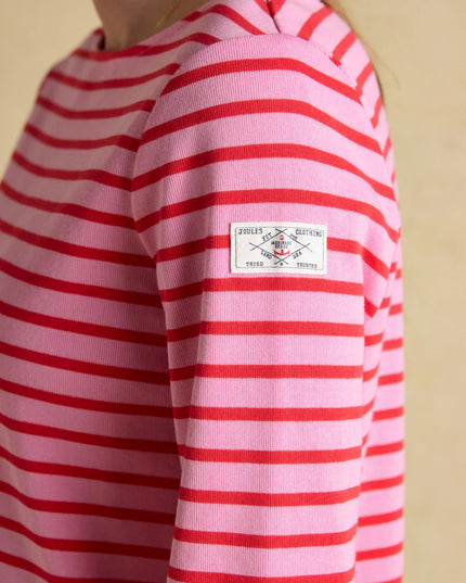 Harbour Boat Neck Breton Stripe Top - Pink/Red