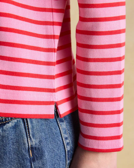 Harbour Boat Neck Breton Stripe Top - Pink/Red
