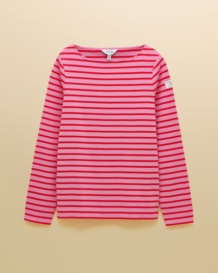 Harbour Boat Neck Breton Stripe Top - Pink/Red