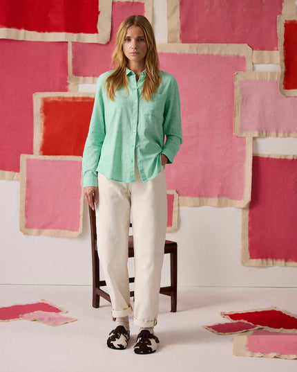 Ida Long Sleeve Cotton Shirt - Green