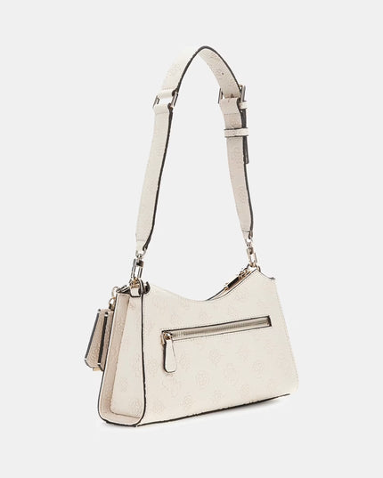Guess Cresidia II Top Zip Shoulder Bag - Off White Logo