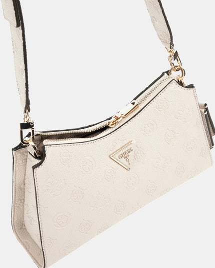 Guess Cresidia II Top Zip Shoulder Bag - Off White Logo