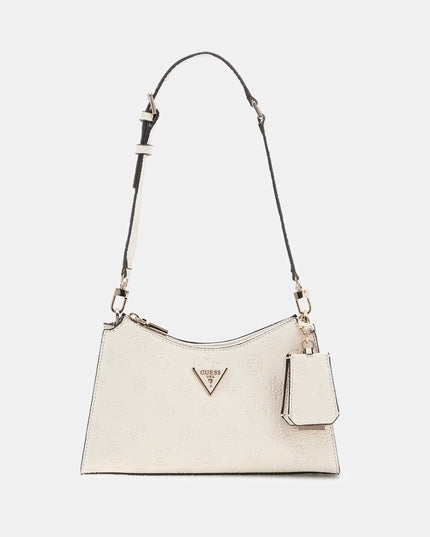 Guess Cresidia II Top Zip Shoulder Bag - Off White Logo