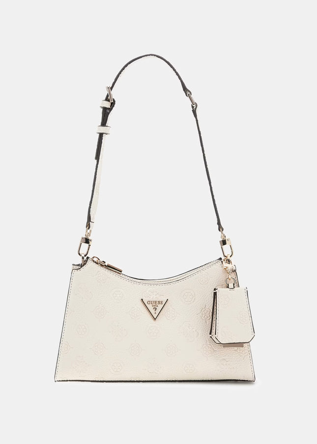 Guess Cresidia II Top Zip Shoulder Bag - Off White Logo