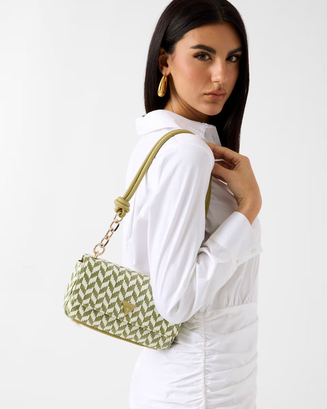 Guess Tessi Flap Shoulder Bag - Olive multi