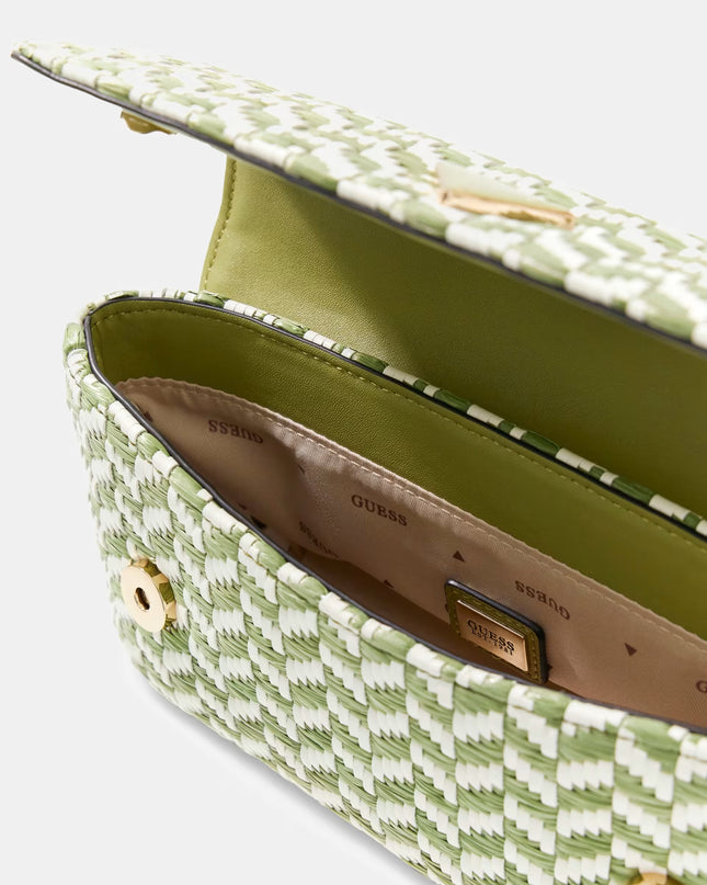 Guess Tessi Flap Shoulder Bag - Olive multi