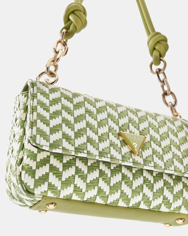 Guess Tessi Flap Shoulder Bag - Olive multi