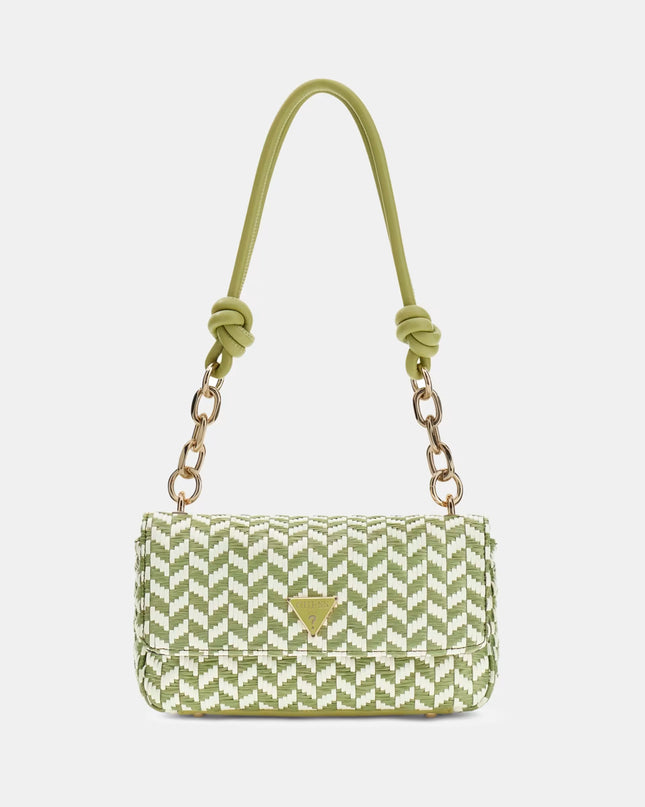 Guess Tessi Flap Shoulder Bag - Olive multi