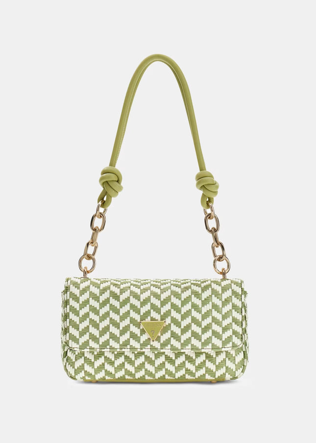 Guess Tessi Flap Shoulder Bag - Olive multi