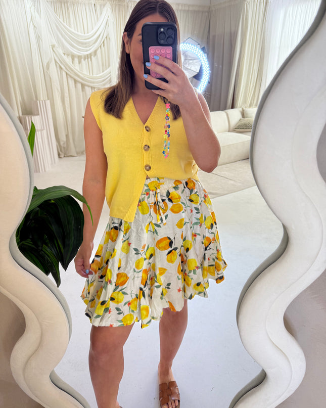 Flared Skater Skirt - Lemon Print
