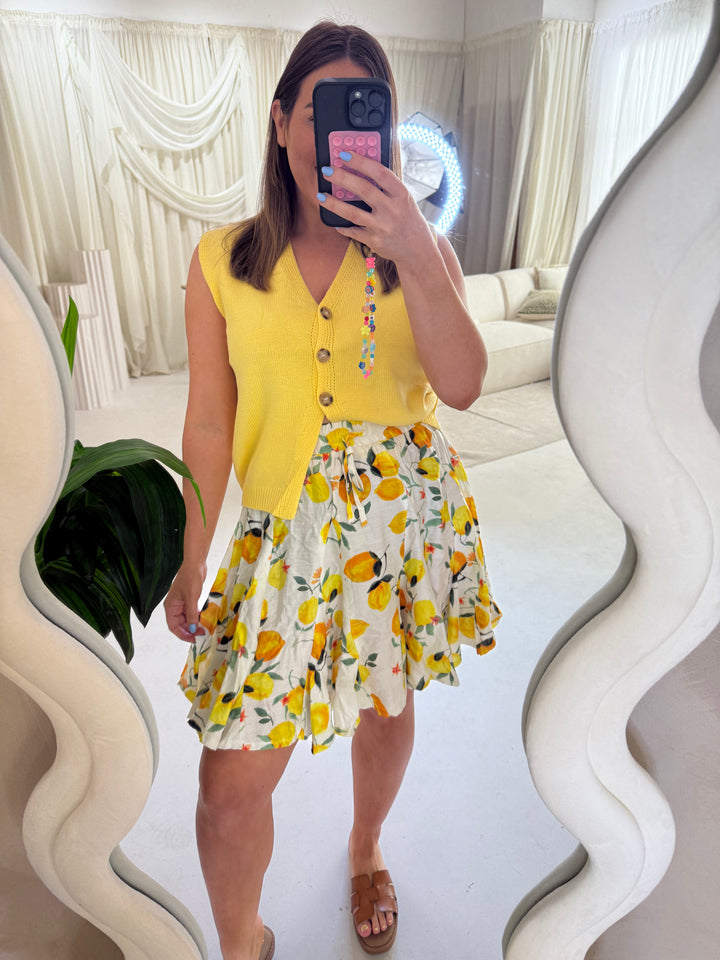 Flared Skater Skirt - Lemon Print