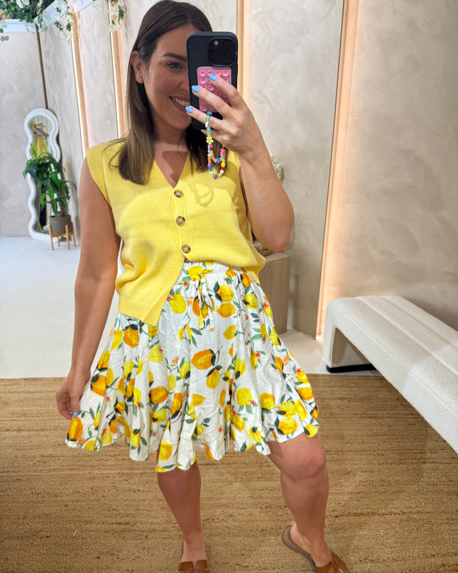 Flared Skater Skirt - Lemon Print