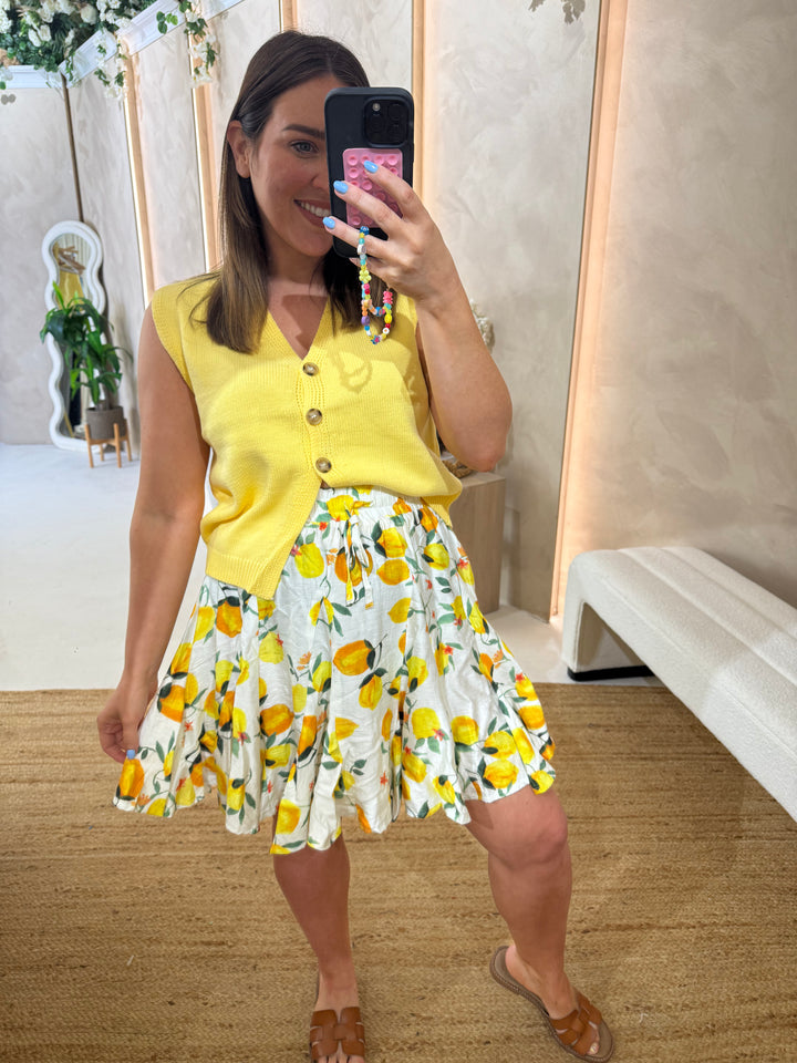 Flared Skater Skirt - Lemon Print