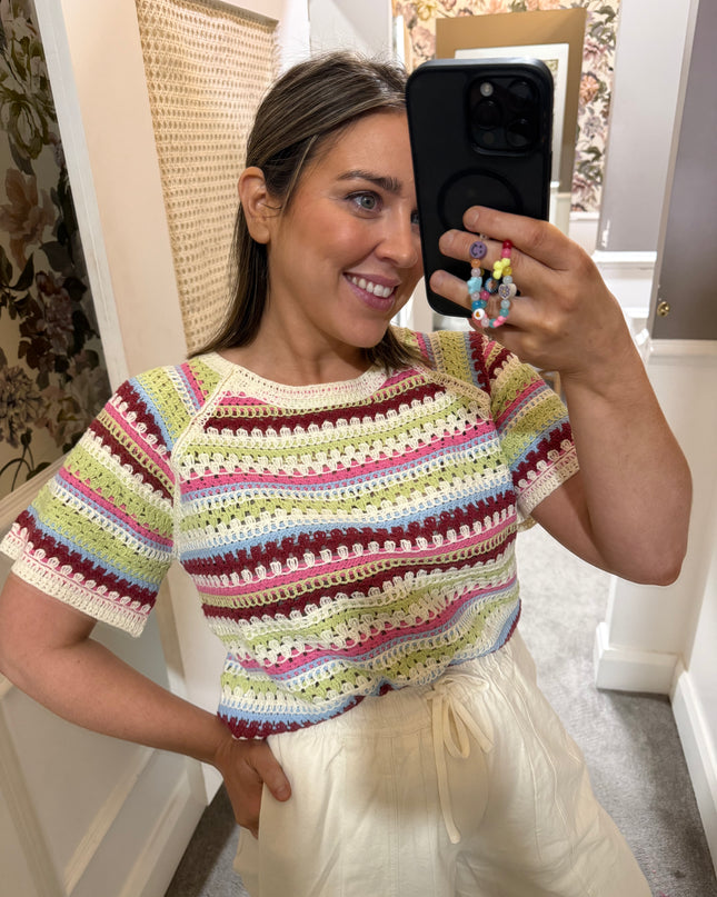Bandie Crochet Top - Multicolour Stripe