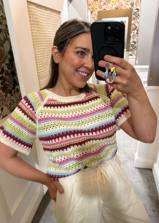 Bandie Crochet Top - Multicolour Stripe