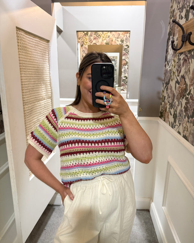 Bandie Crochet Top - Multicolour Stripe