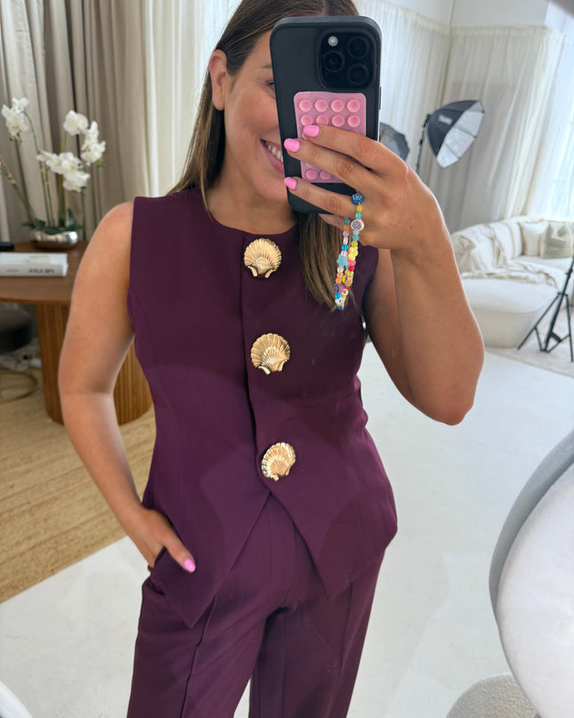 Tailored Seashell Waistcoat - Plum