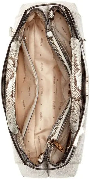 Guess Melinda Triple Compartment Satchel - Natural