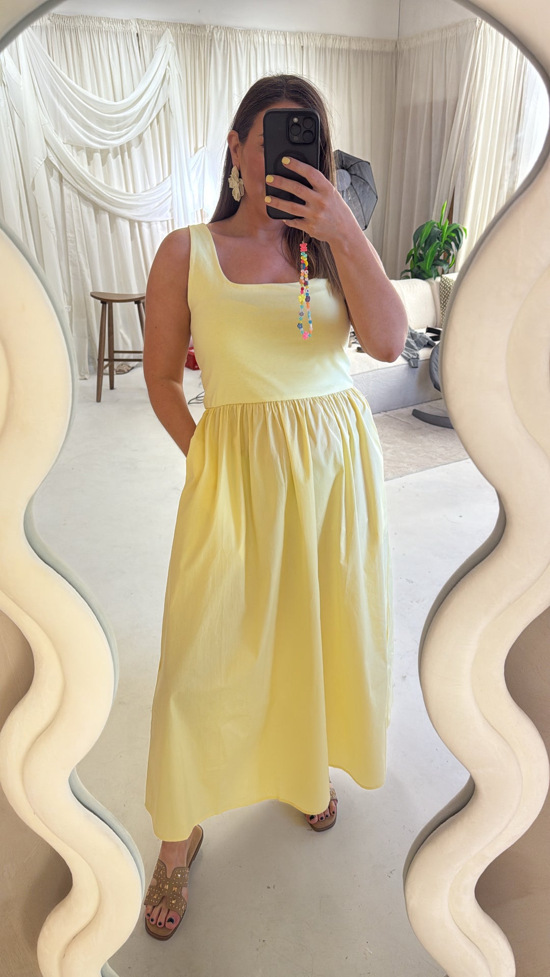 Orla Midi Dress - Lemon