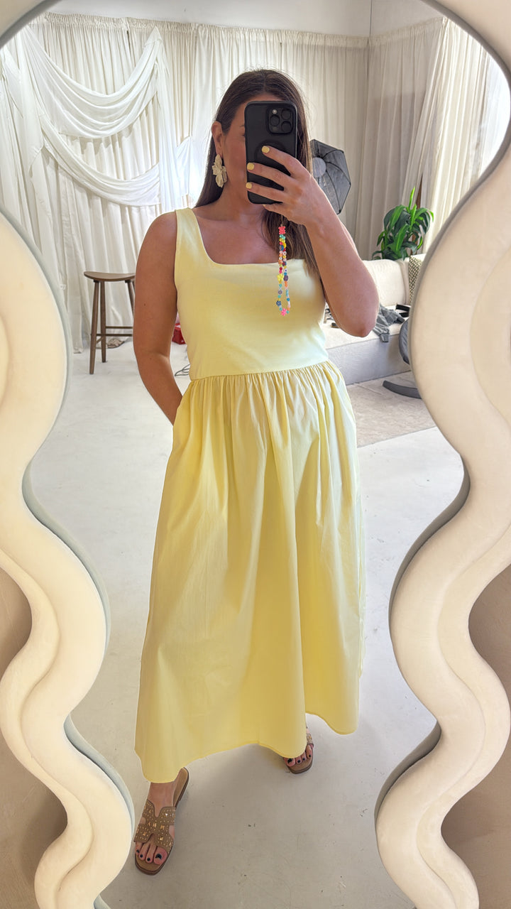 Orla Midi Dress - Lemon