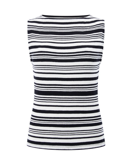 French Connection Sasia Rib Knit Top - Black/White