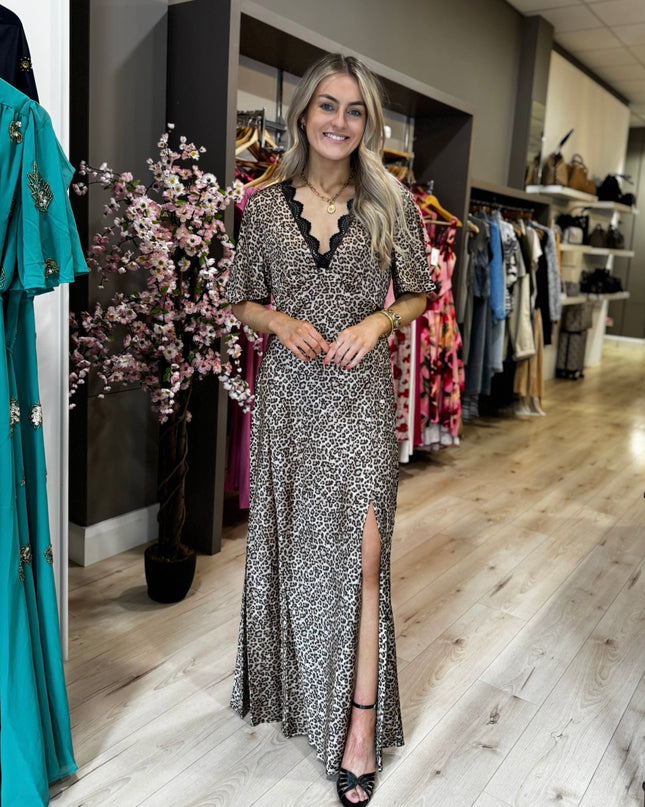 Guess Martine Split Long Dress - Leopard
