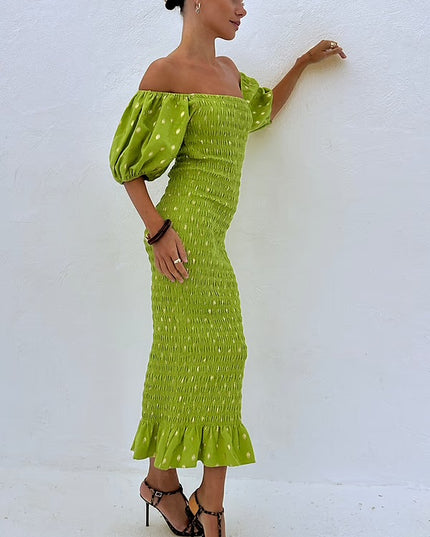 Jojo Dress with Gold Fleck - Olive