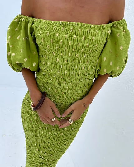 Jojo Dress with Gold Fleck - Olive