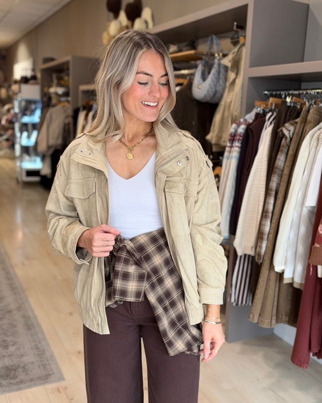 Plaid Flannel Shirt - Brown/White