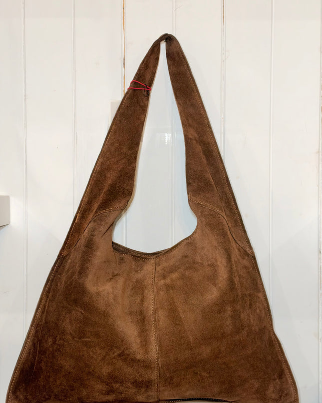 Suede Tote  Bag- Brown