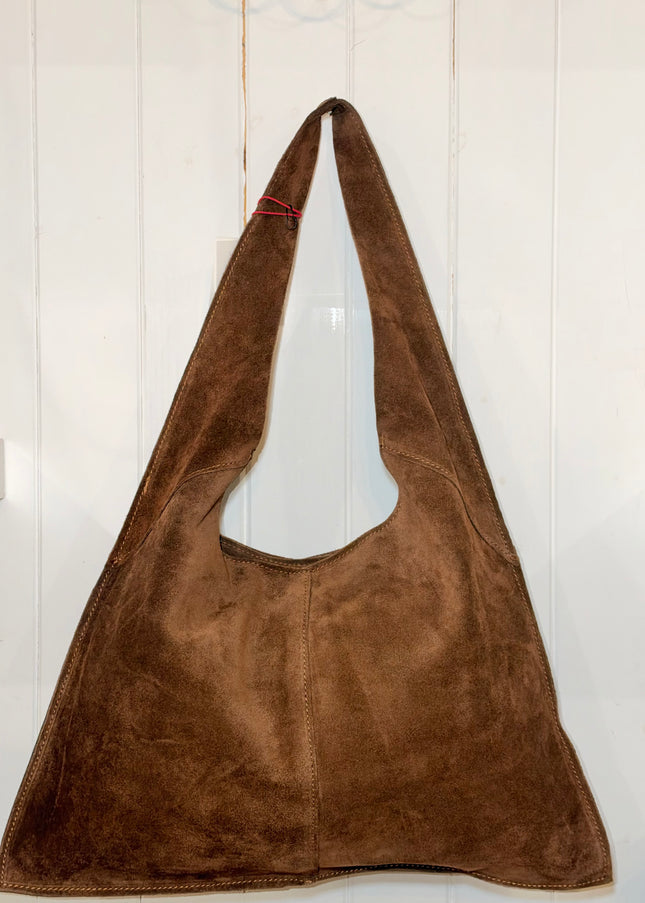 Suede Tote  Bag- Brown