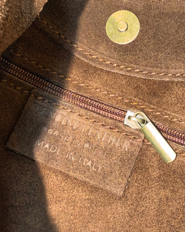 Suede Tote  Bag- Brown