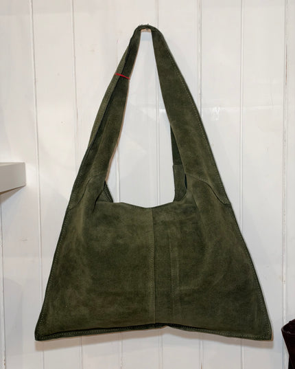 Suede Tote  Bag- Green