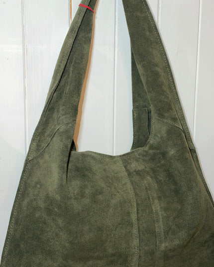 Suede Tote  Bag- Green