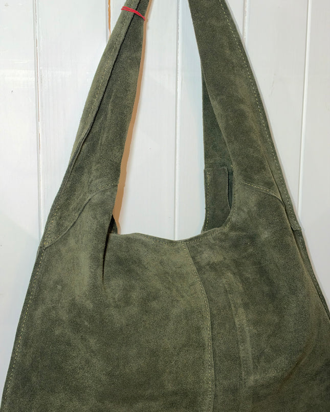 Suede Tote  Bag- Green