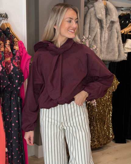 Tie Neck Jacket - Burgundy