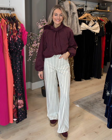 Tie Neck Jacket - Burgundy