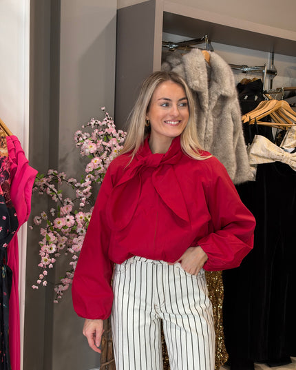 Tie Neck Jacket - Red