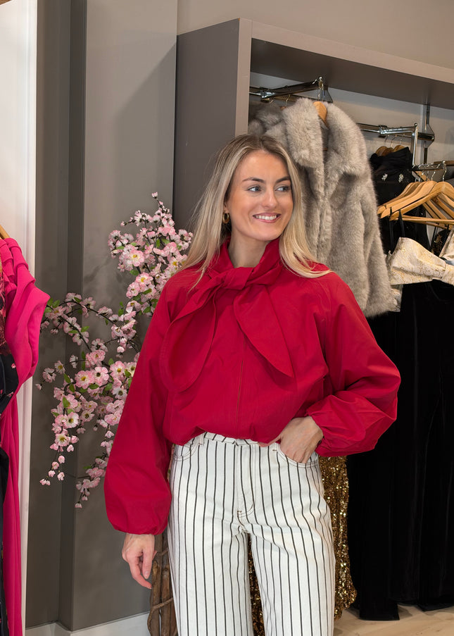Tie Neck Jacket - Red